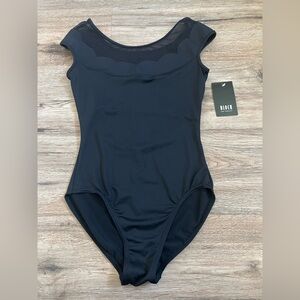 Bloch World Black Scallop & Polka Dot Mesh Leotard Dance Gymnastics Size Small